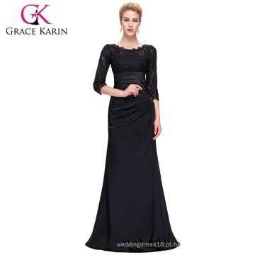Grace Karin Elegante Black Long Sleeve Lace Prom Dresses CL4524-1